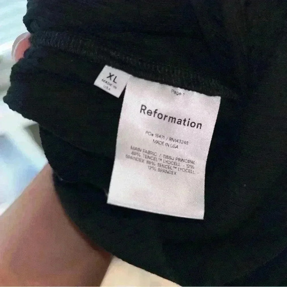 REFORMATION NWT Black Kassia Tie Waist Rib Pants XL - Picture 5 of 7